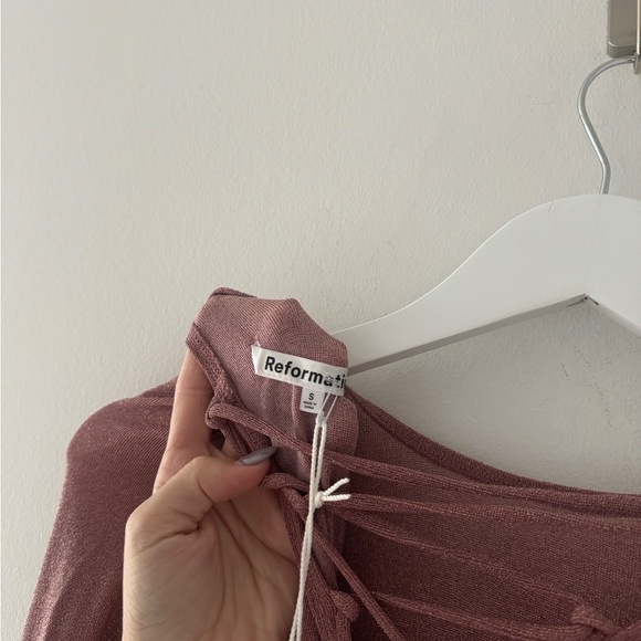 REFORMATION NWT Kinsey Knit Dress in Pink Sparkle S - Picture 13 of 14